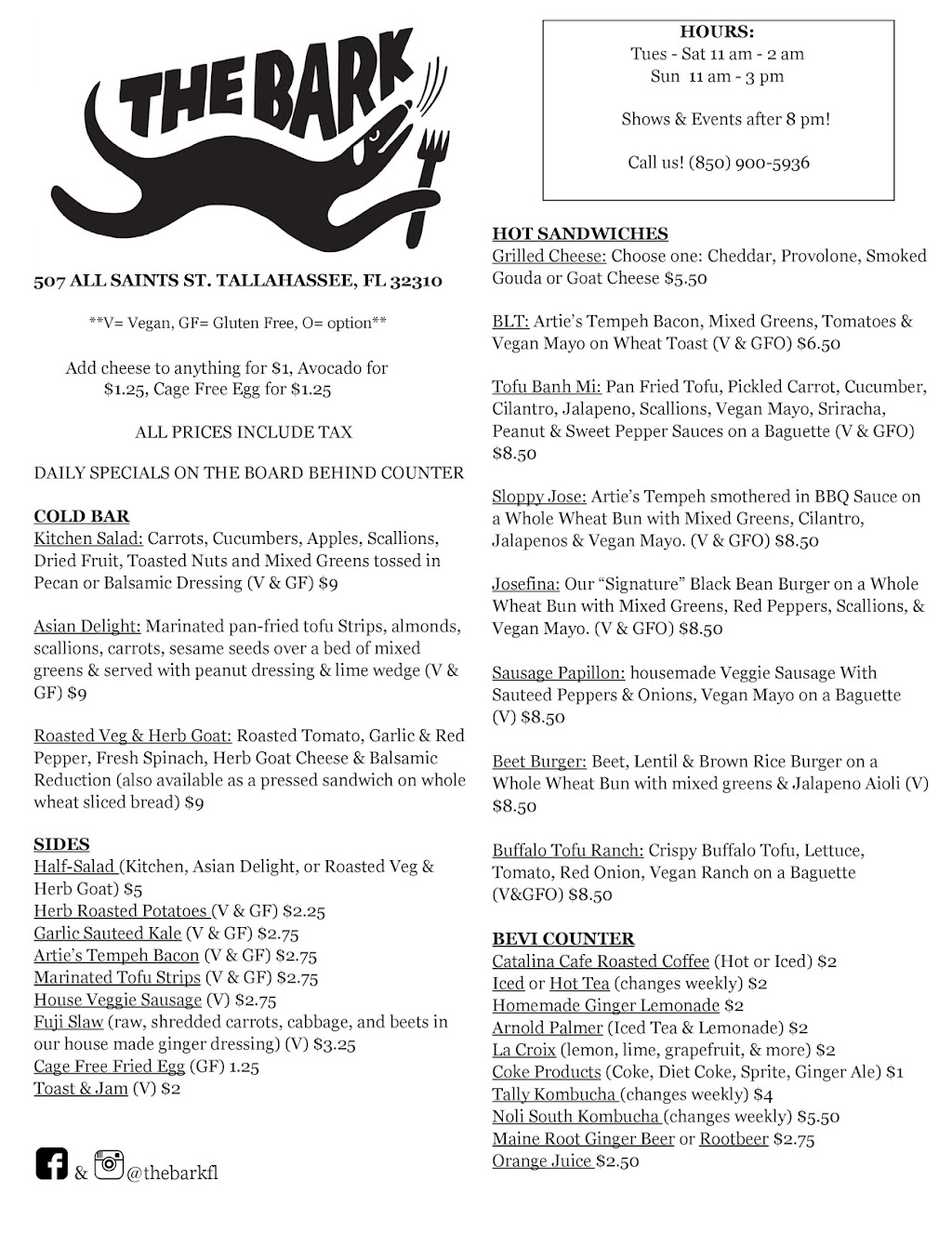 The Bark | restaurant | 507 All Saints St, Tallahassee, FL 32301, USA | 8509005936 OR +1 850-900-5936