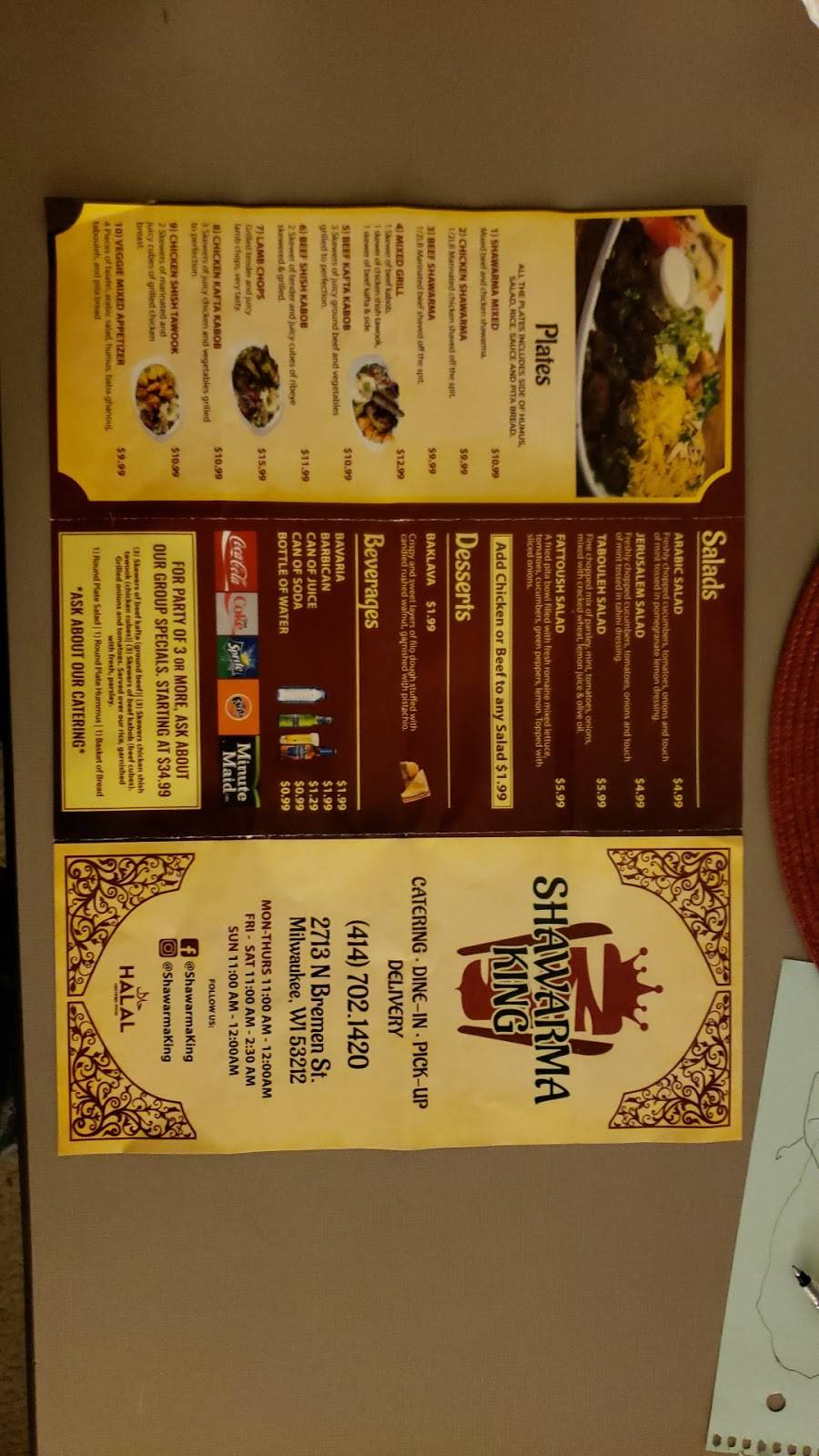 Shawarma king | restaurant | 2713 N Bremen St, Milwaukee, WI 53212, USA | 4147021420 OR +1 414-702-1420