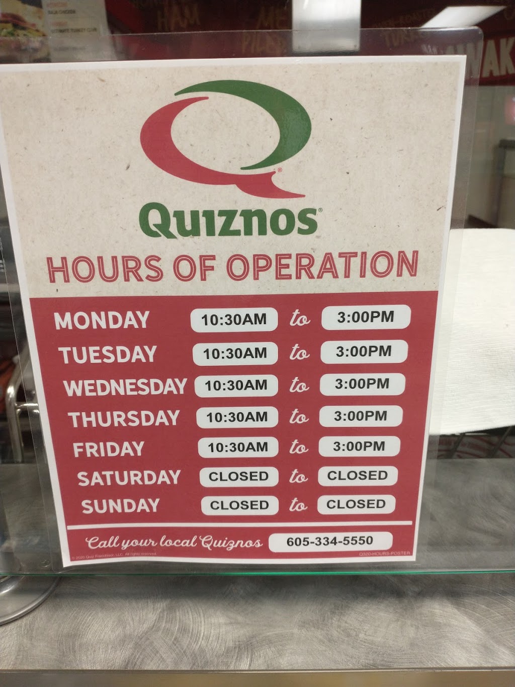Quiznos | restaurant | 2505 W Russell St, Sioux Falls, SD 57104, USA | 6053345550 OR +1 605-334-5550