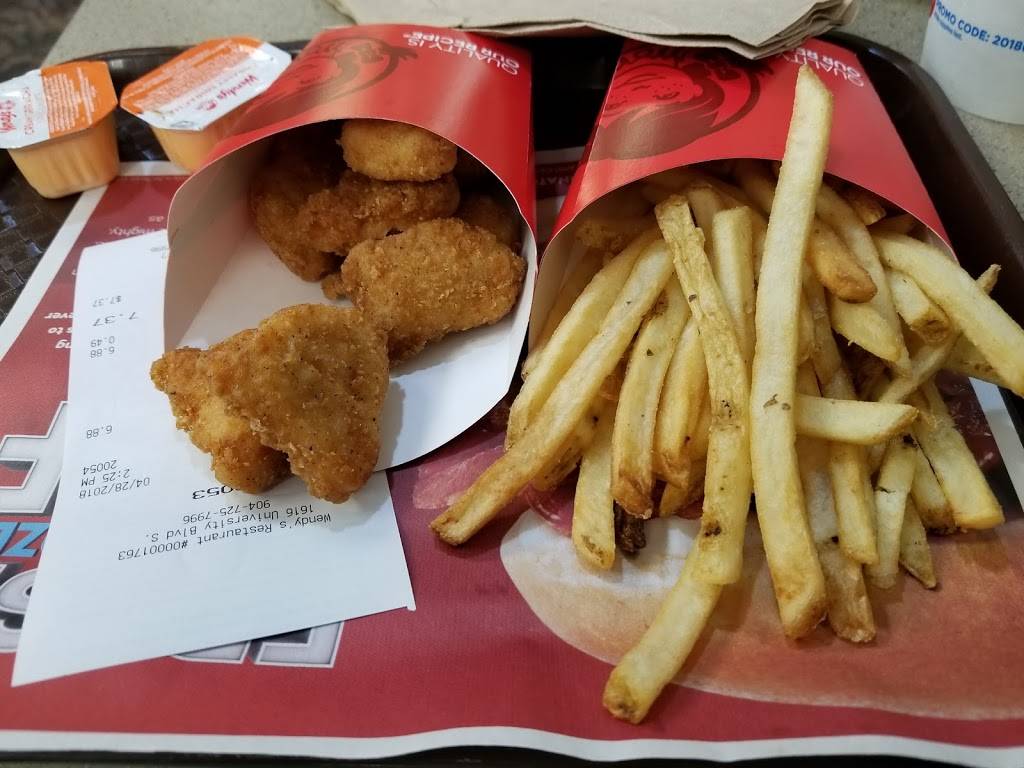 Wendys | restaurant | 1616 University Blvd S, Jacksonville, FL 32216, USA | 9047257996 OR +1 904-725-7996