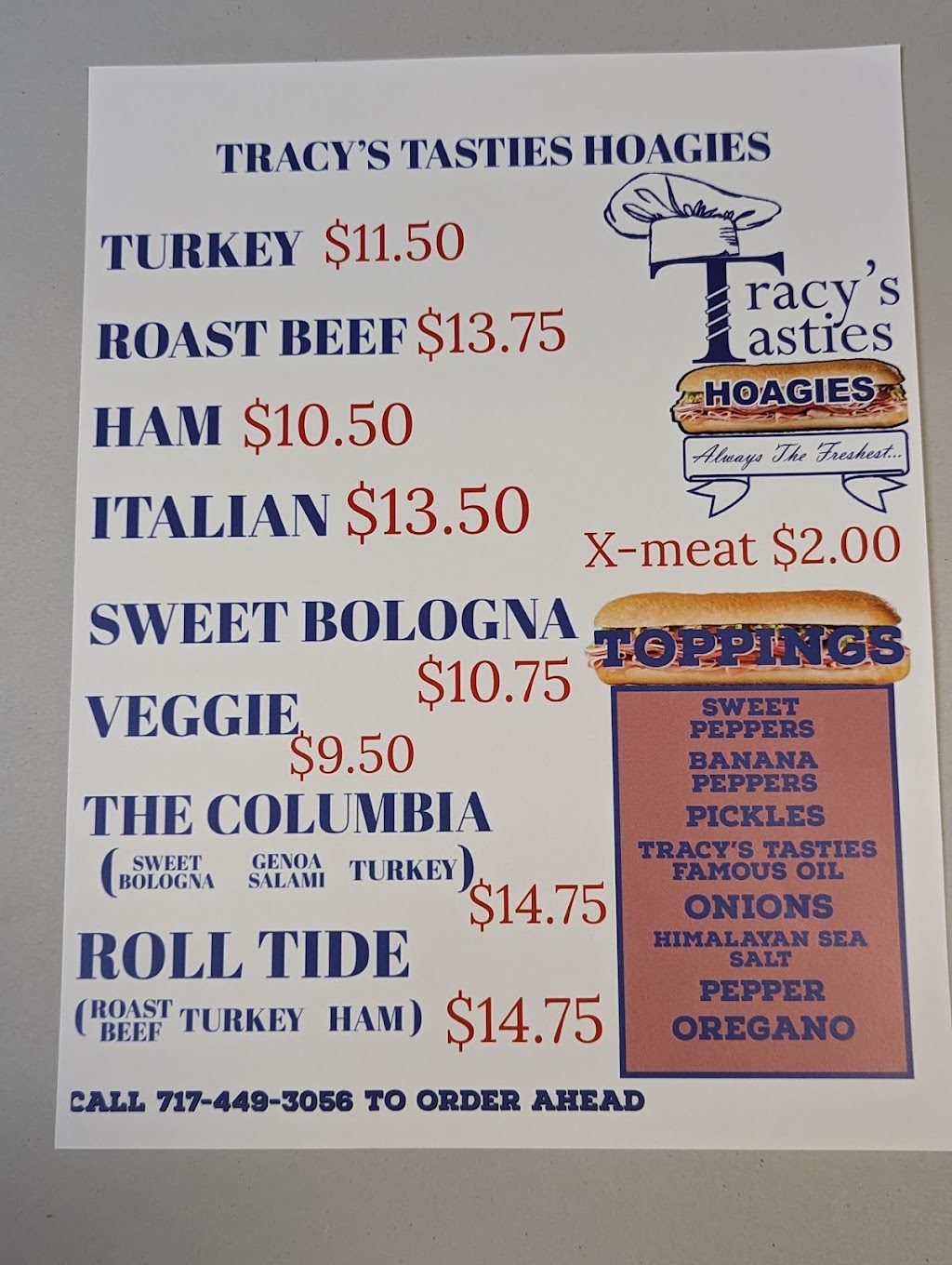 Tracys Tasties Hoagies | restaurant | 1792 Columbia Ave, Columbia, PA 17512, USA | 7174493056 OR +1 717-449-3056