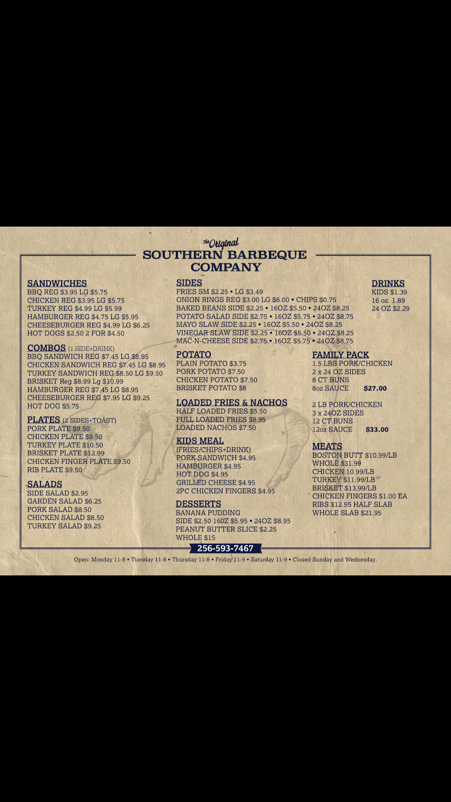 The Southern Barbeque Co | restaurant | 1014 Butler Ave, Boaz, AL 35957, USA | 2565937467 OR +1 256-593-7467