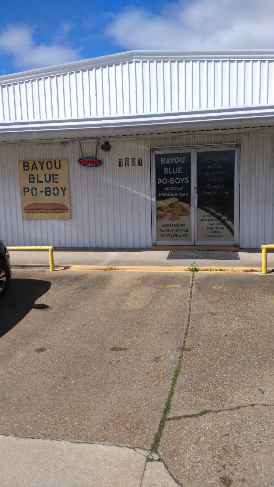 Bayou Blue Po-Boys | restaurant | 1987 LA-182, Houma, LA 70364, USA | 9858684812 OR +1 985-868-4812