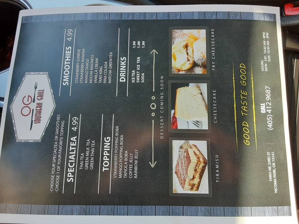 OG Southern Grill | restaurant | 10901 NE 23rd St, Nicoma Park, OK 73141, USA | 4059870403 OR +1 405-987-0403