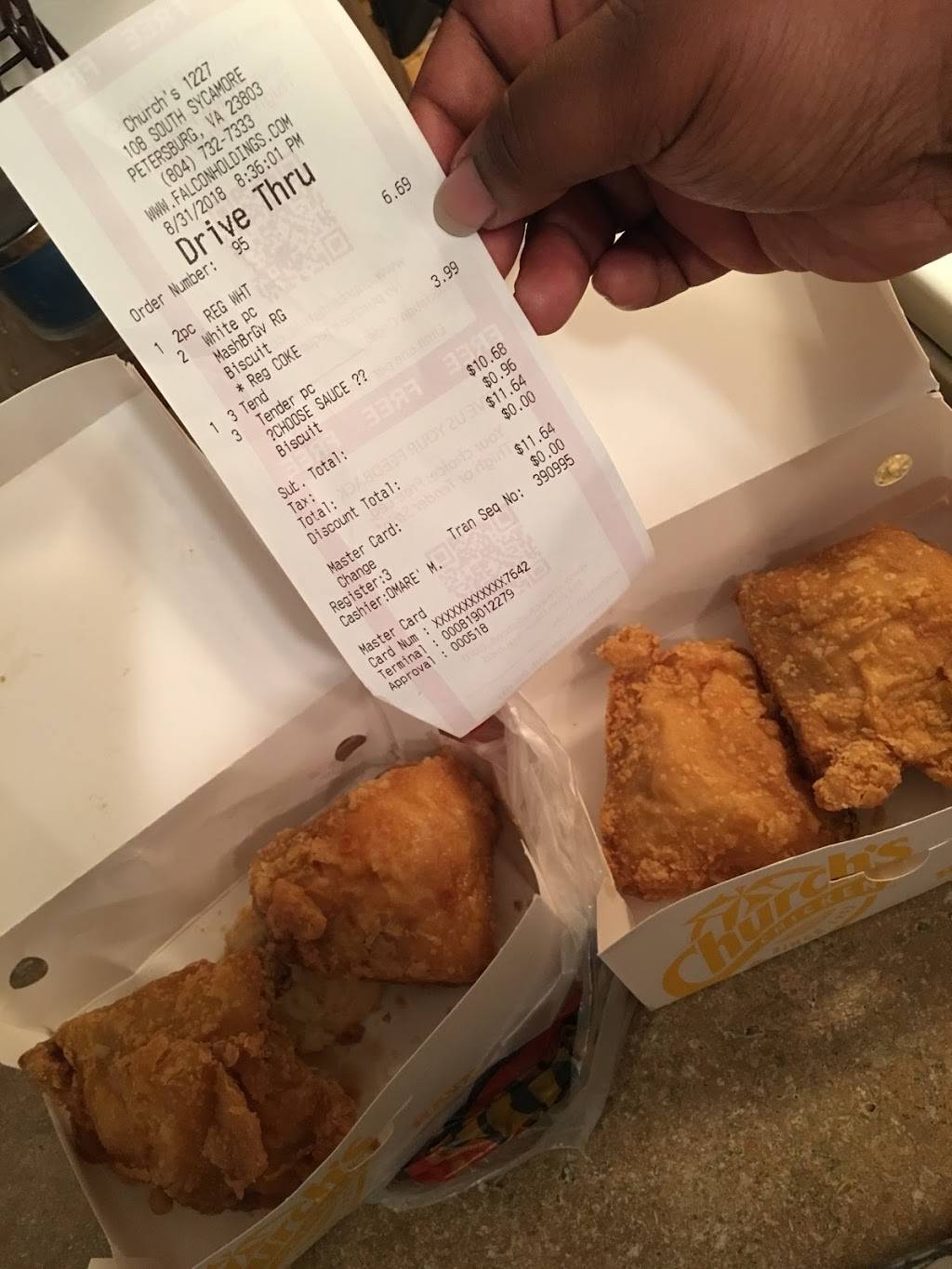 Churchs Chicken | restaurant | 108 S Sycamore St, Petersburg, VA 23803, USA | 8047327333 OR +1 804-732-7333