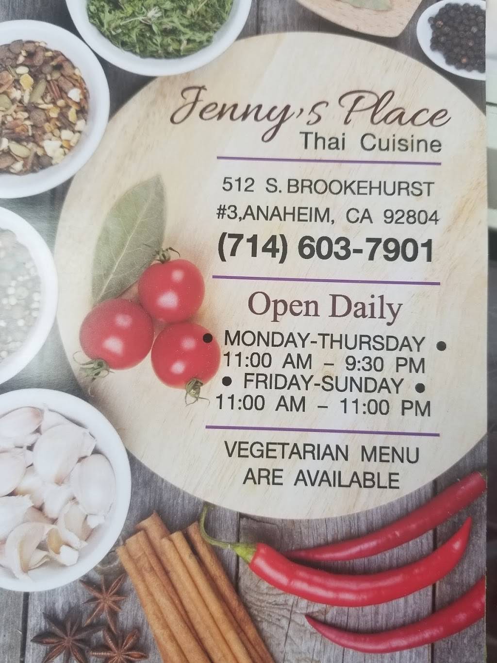 Jennys Place Thai Halal Foods | restaurant | 512 S Brookhurst St #3, Anaheim, CA 92804, USA | 7146037901 OR +1 714-603-7901