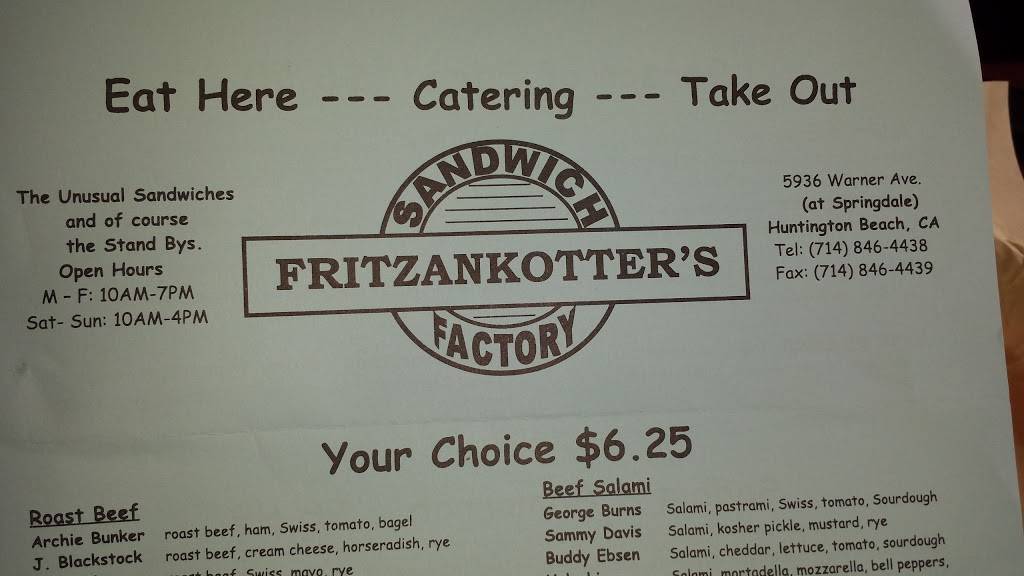 Fritzankotters | meal takeaway | 5936 Warner Ave, Huntington Beach, CA 92649, USA | 7148464438 OR +1 714-846-4438
