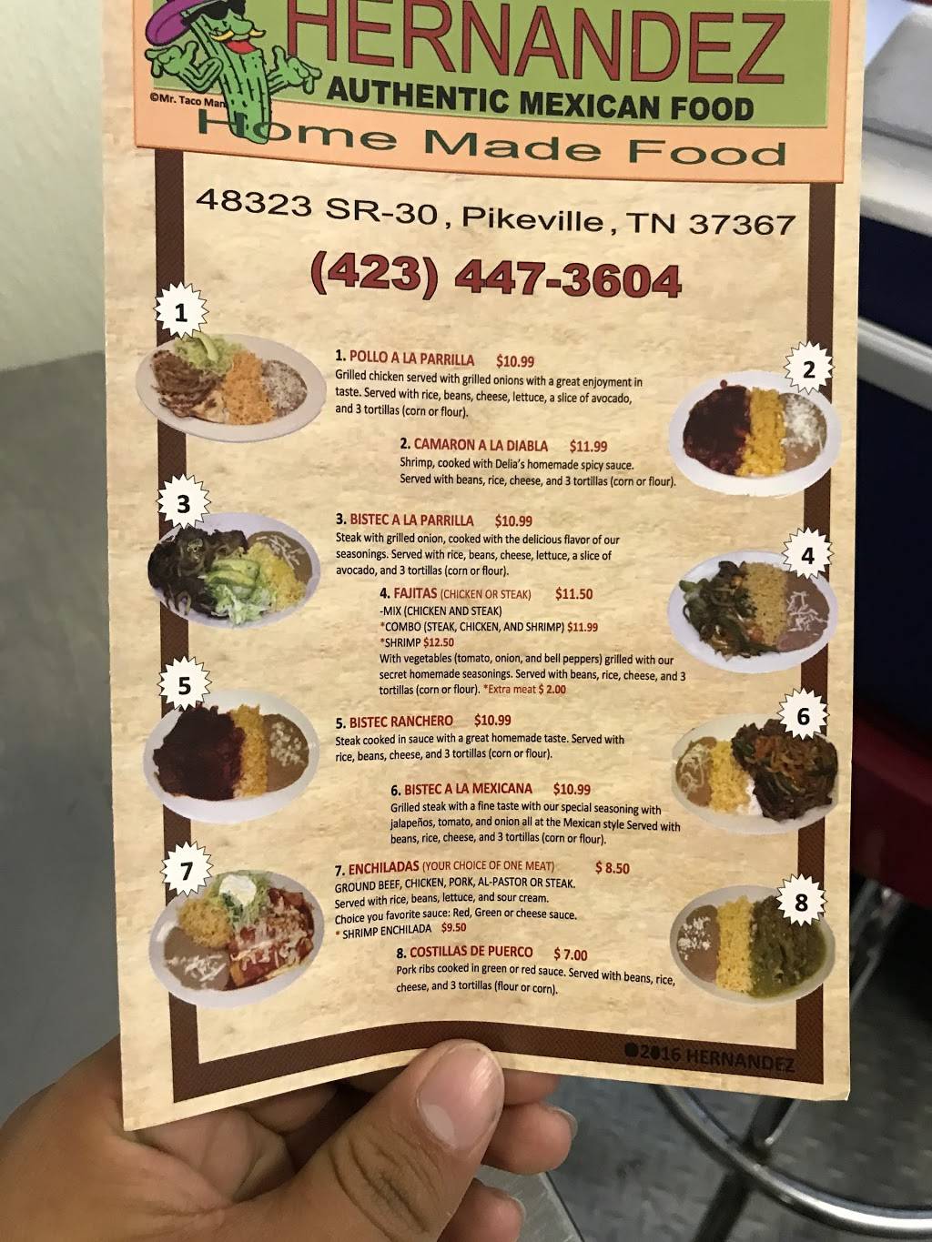 Hernandez Mexican Food | restaurant | 48288 TN-30, Pikeville, TN 37367, USA | 4234473604 OR +1 423-447-3604