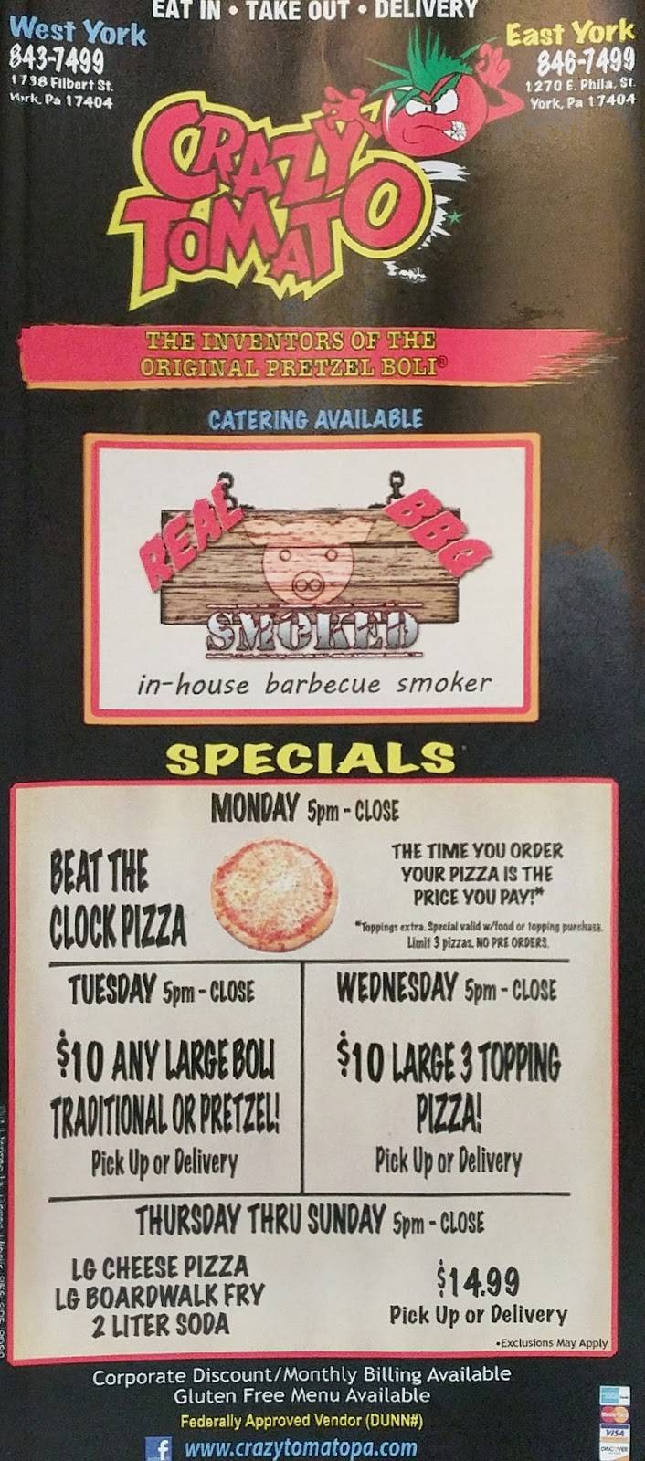 Crazy Tomato | restaurant | 1270 E Philadelphia St, York, PA 17403, USA | 7178467499 OR +1 717-846-7499