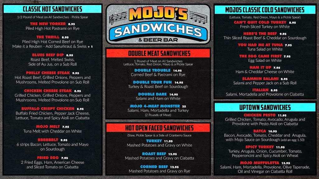 Mojos Sandwiches and Beer Bar | restaurant | 16446 Bolsa Chica St, Huntington Beach, CA 92649, USA | 5625920013 OR +1 562-592-0013