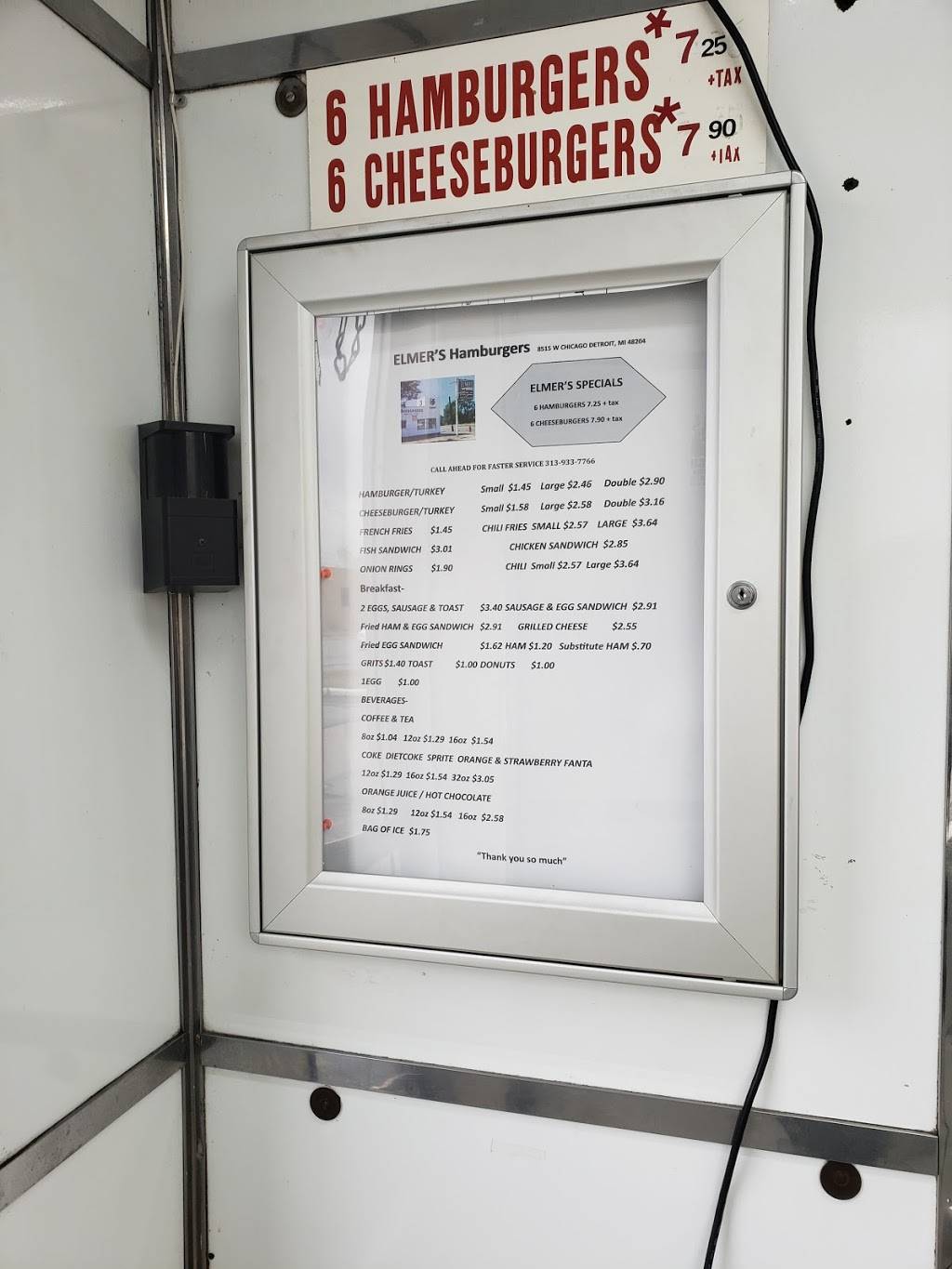 Elmers Hamburgers | meal takeaway | 8515 W Chicago, Detroit, MI 48204, USA | 3139337766 OR +1 313-933-7766