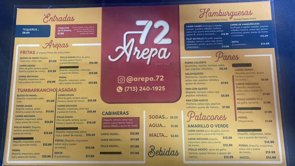 Arepa 72 | restaurant | 1621 S Mason Rd, Katy, TX 77450, USA | 7132401925 OR +1 713-240-1925