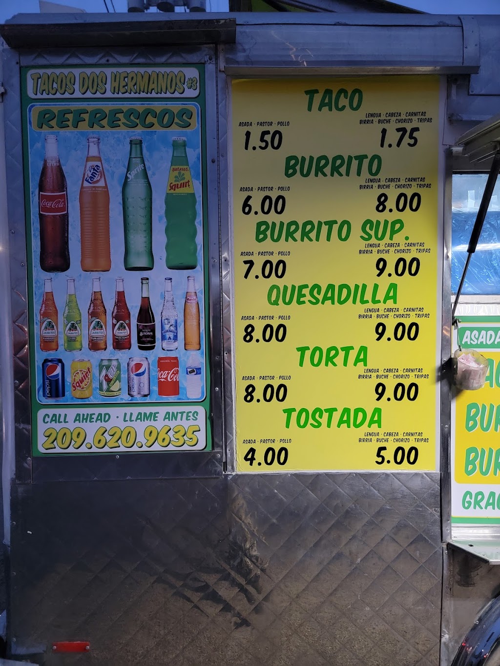 Tacos Los dos hermanos &la palma | restaurant | Turlock, CA 95380, USA | 2096209635 OR +1 209-620-9635