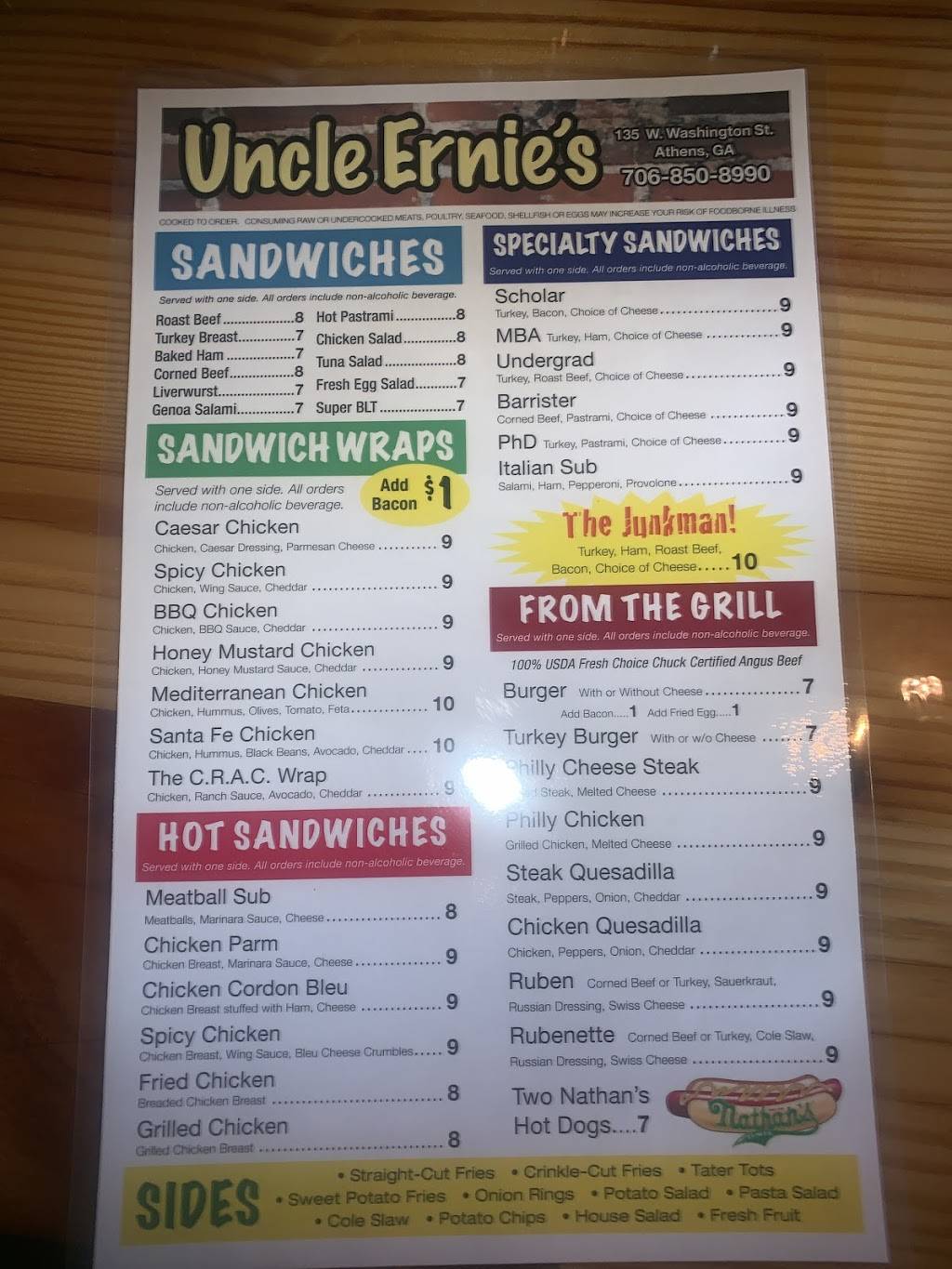 Uncle Ernies Pub N Grub | restaurant | 235 W Washington St, Athens, GA 30601, USA | 7068508990 OR +1 706-850-8990