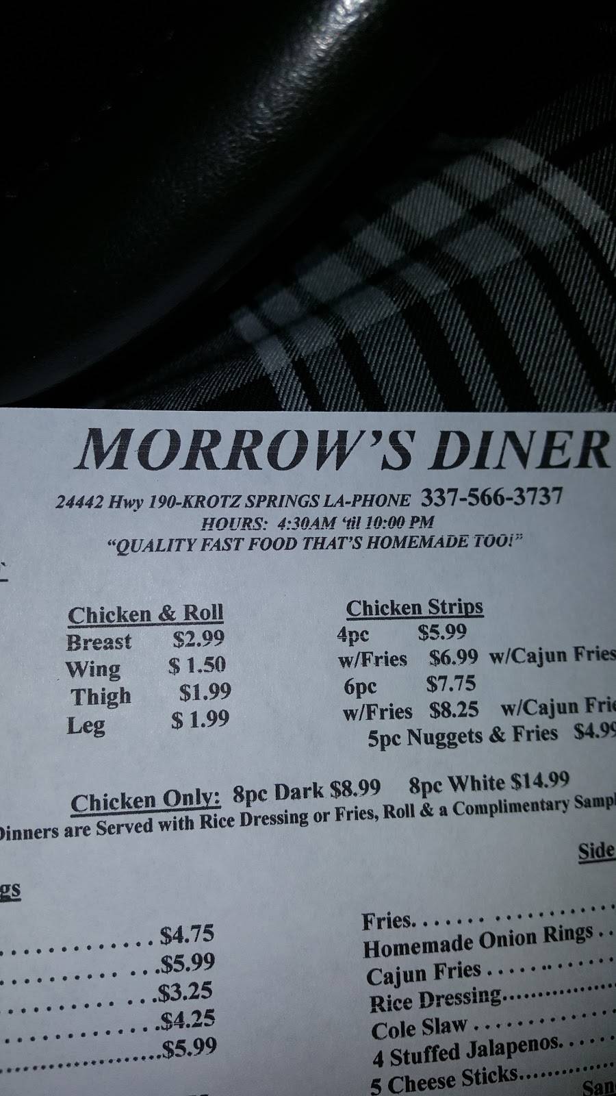 Morrows Diner | restaurant | 24442 U.S. Hwy 190, Krotz Springs, LA 70750, USA | 3375663737 OR +1 337-566-3737