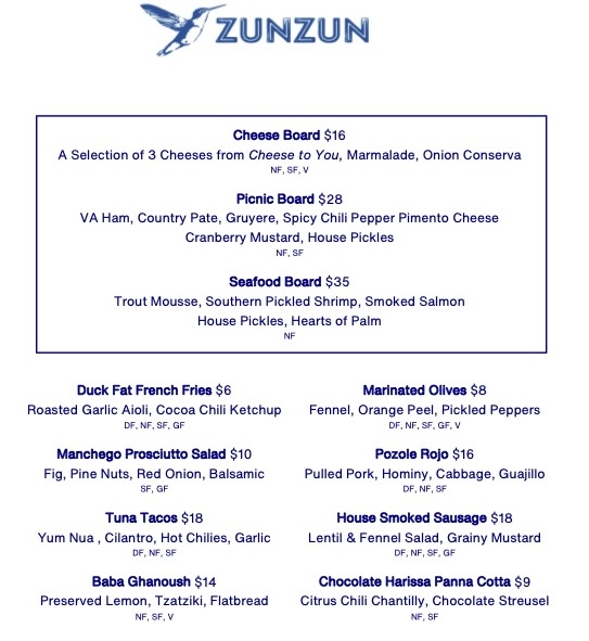 Zunzun | restaurant | 11 E Washington St, Lexington, VA 24450, USA | 5404600600 OR +1 540-460-0600