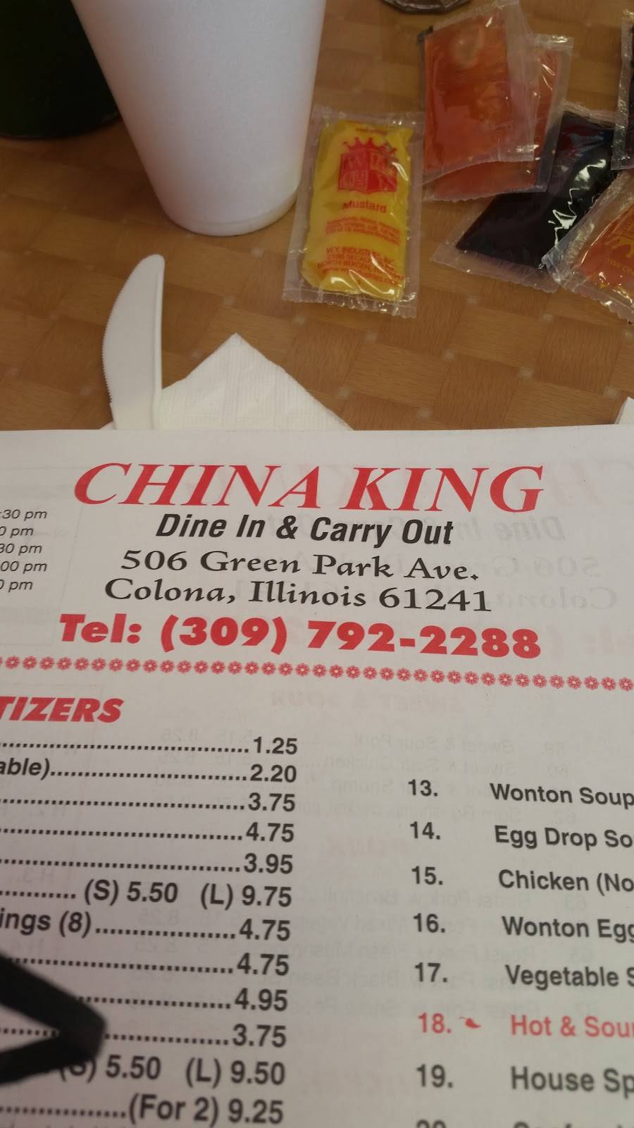 China King | restaurant | 506 Green Park Ave, Colona, IL 61241, USA | 3097922288 OR +1 309-792-2288