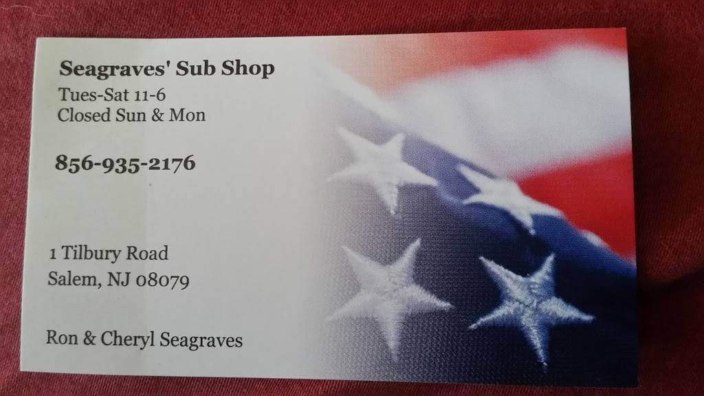 Seagraves Steak & Submarine | meal takeaway | 1 S Tilbury Rd, Salem, NJ 08079, USA | 8569352176 OR +1 856-935-2176