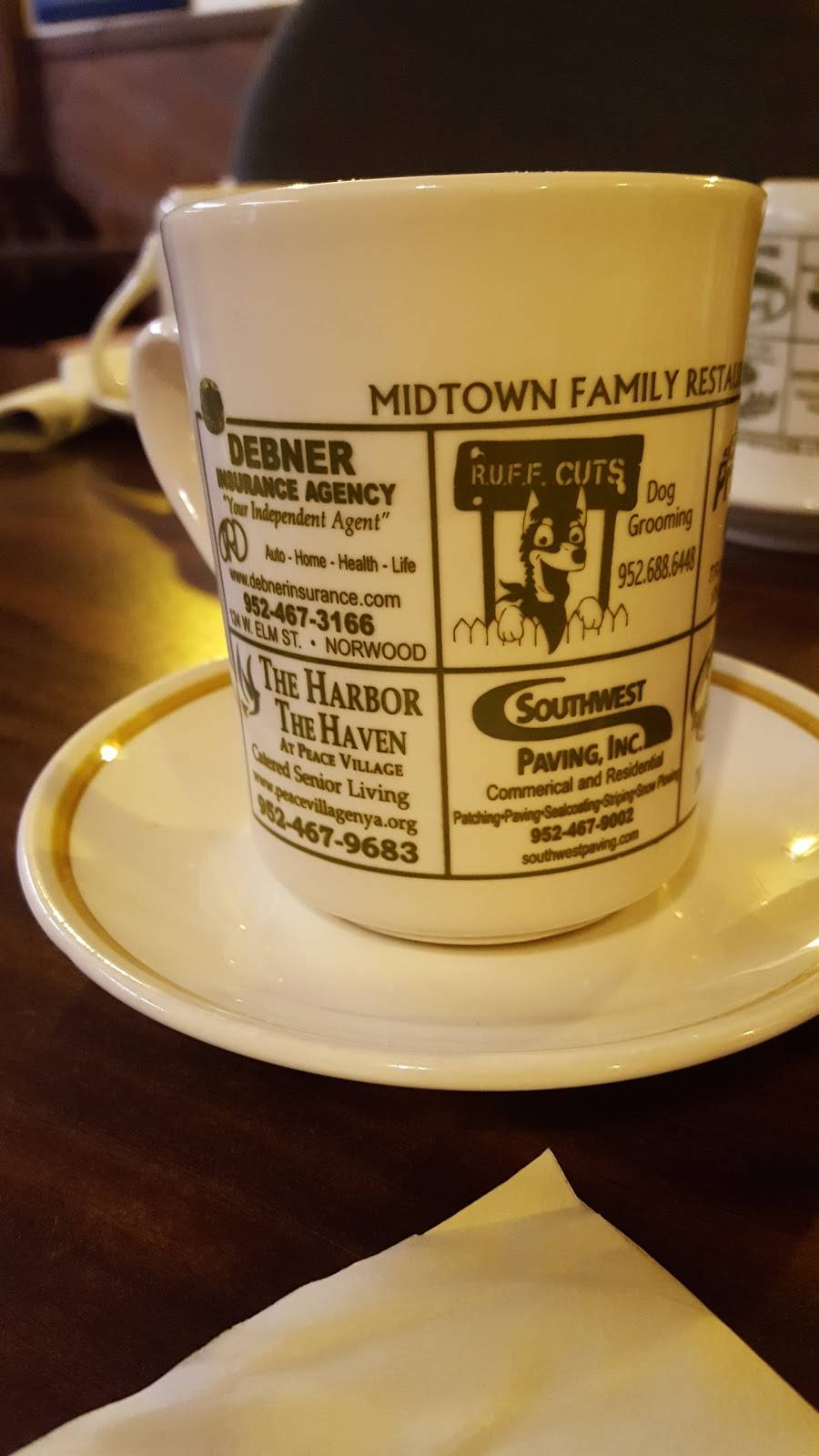 Mid-Town Family Restaurant | restaurant | 123 E Railroad St, Norwood Young America, MN 55368, USA | 9524672721 OR +1 952-467-2721