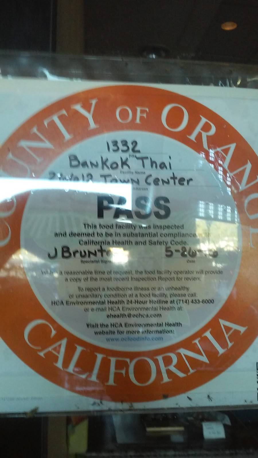 Bangkok Thai Food Restaurant | restaurant | 26612 Towne Centre Dr, Foothill Ranch, CA 92610, USA | 9494550222 OR +1 949-455-0222