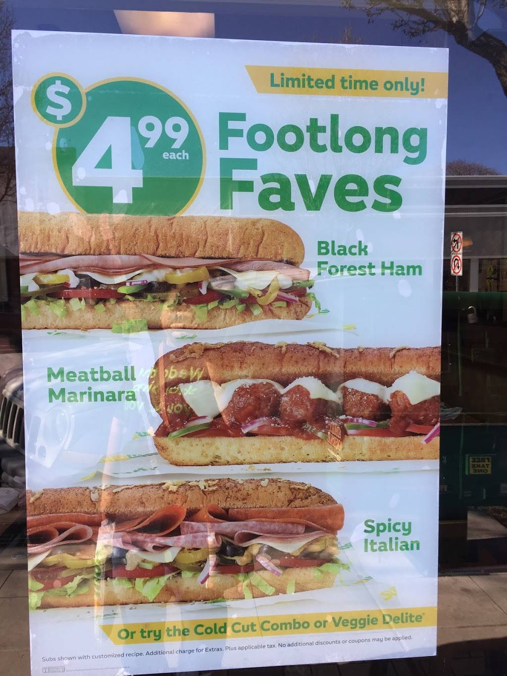 Subway Restaurants | restaurant | 1308 Broadway, Burlingame, CA 94010, USA | 6505480601 OR +1 650-548-0601