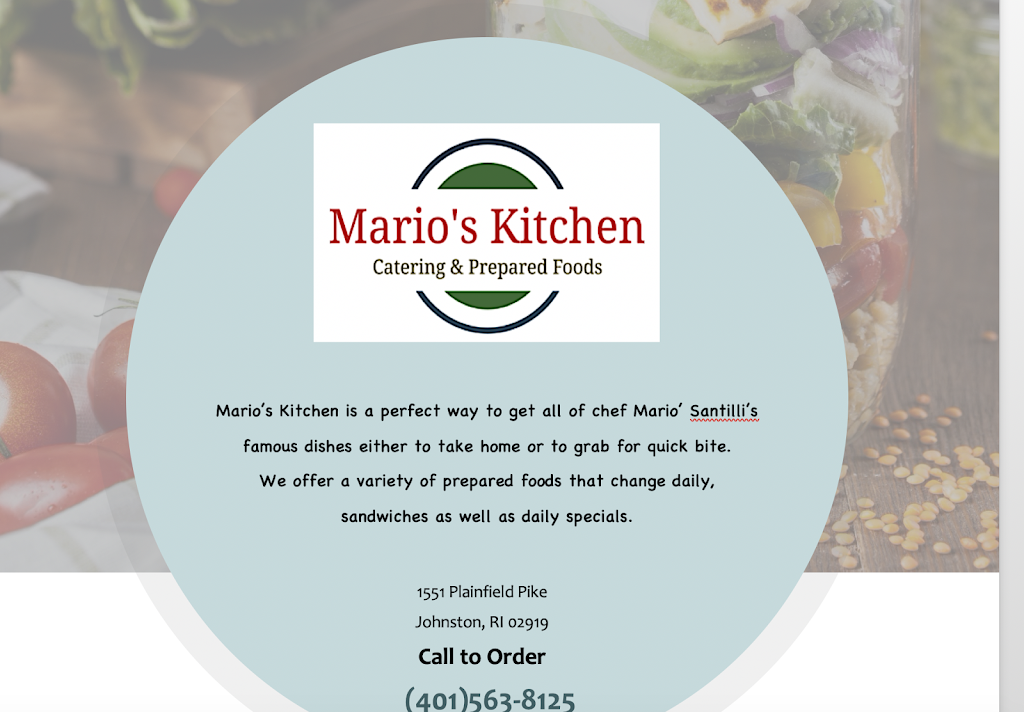 Marios Kitchen & Catering | restaurant | 1551 Plainfield Pike, Johnston, RI 02919, USA | 4015638125 OR +1 401-563-8125