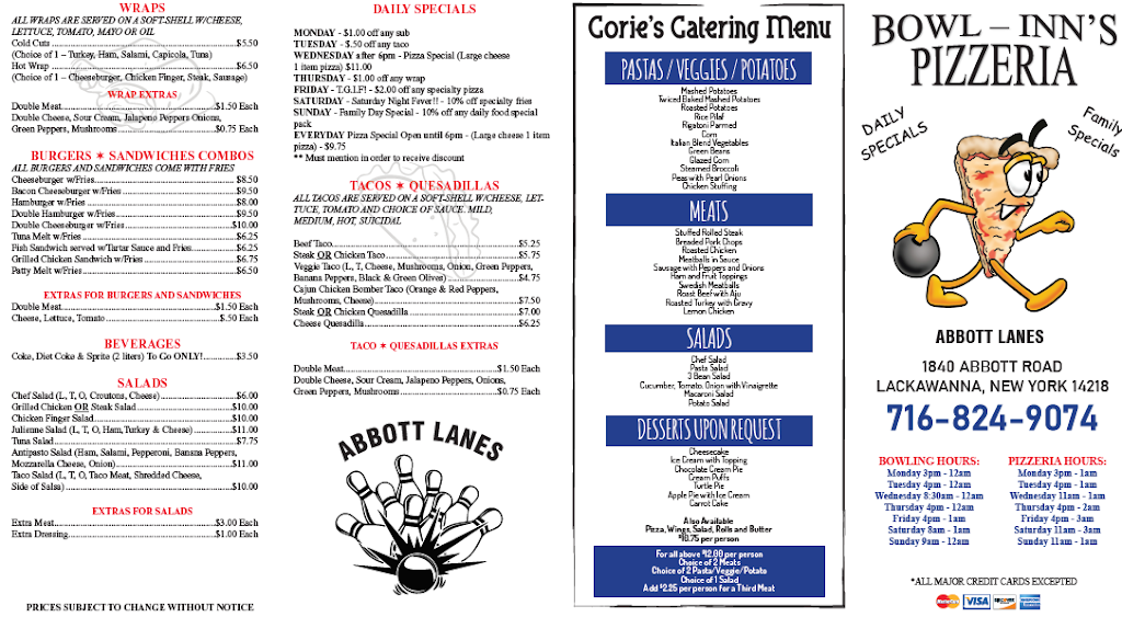 Bowl - Inn Pizzeria | restaurant | 1840 Abbott Rd, Buffalo, NY 14218, USA | 7168249074 OR +1 716-824-9074