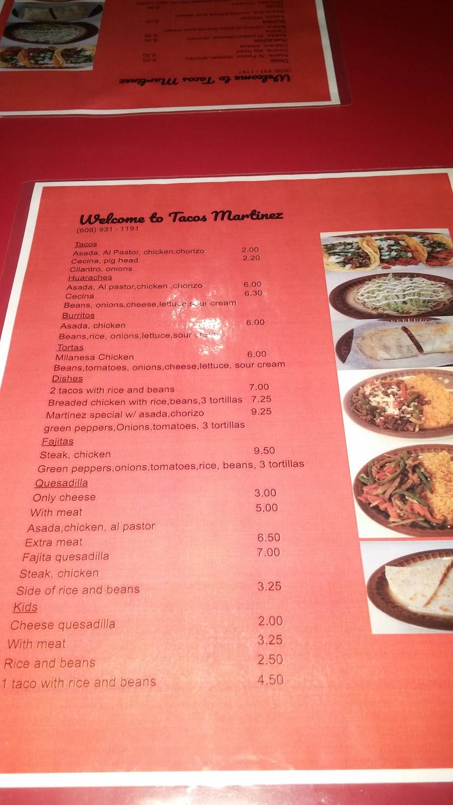 Tacos Martinez | restaurant | 1713 11th St, Monroe, WI 53566, USA | 6083244613 OR +1 608-324-4613