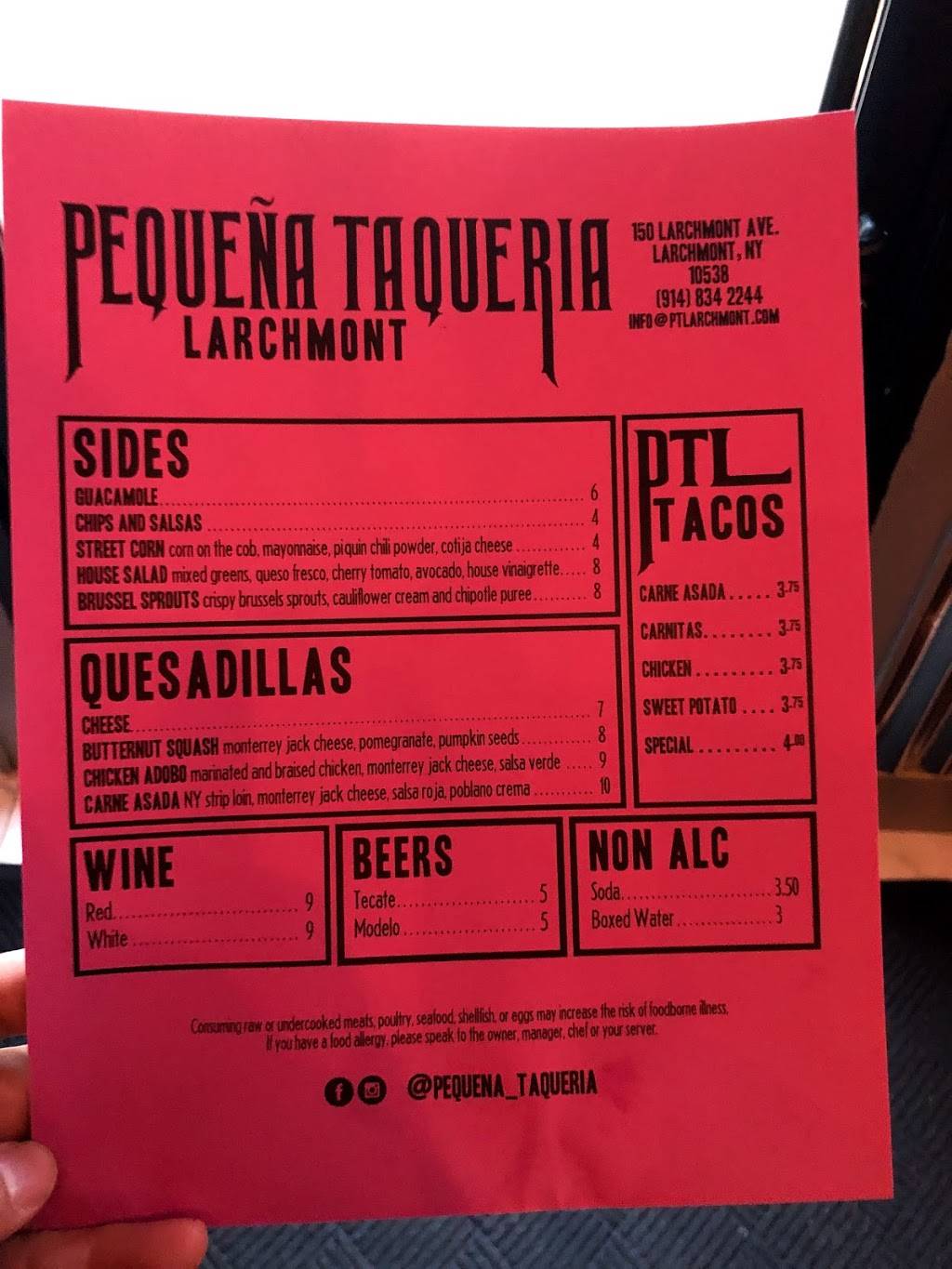 Pequeña Taqueria | restaurant | 150 Larchmont Ave, Larchmont, NY 10538, USA | 9148342244 OR +1 914-834-2244