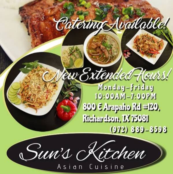 Suns Kitchen | restaurant | 800 E Arapaho Rd #120, Richardson, TX 75081, USA | 9728898598 OR +1 972-889-8598