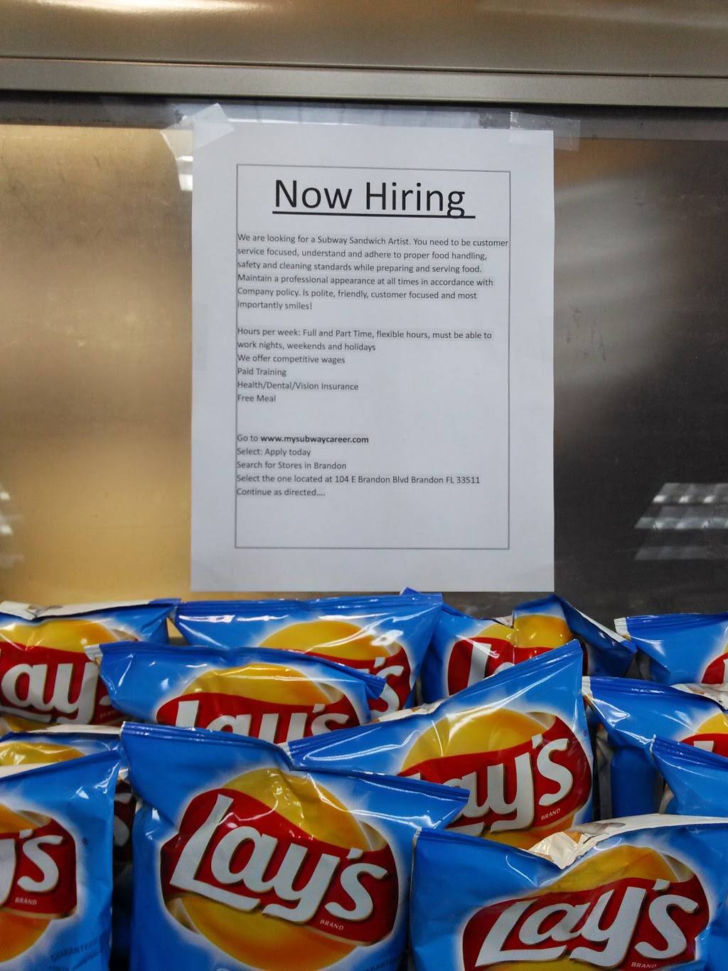 Subway | restaurant | 104 E Brandon Blvd, Brandon, FL 33511, USA | 8136532665 OR +1 813-653-2665