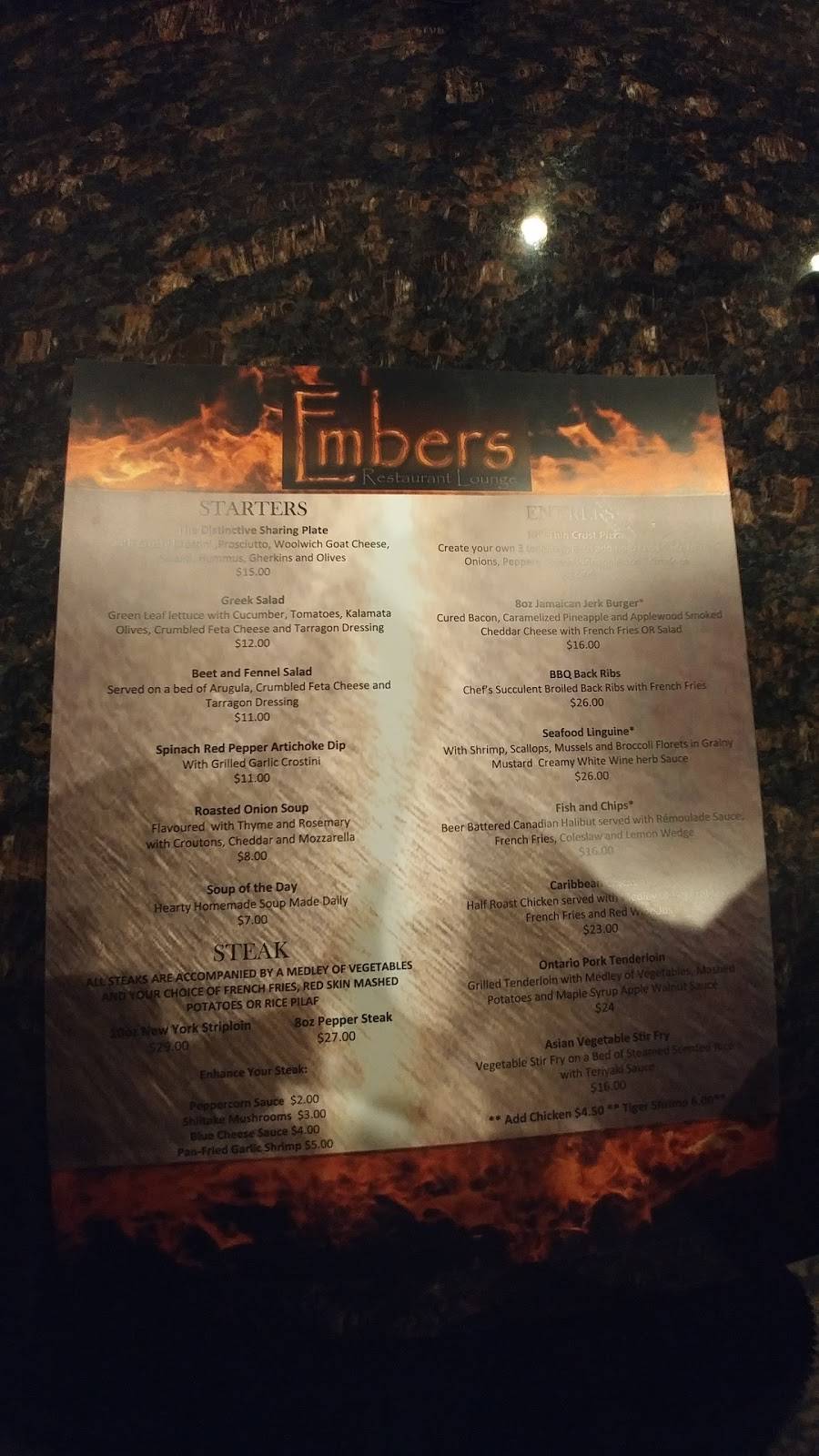 Embers Restaurant | restaurant | 30 Fairway Rd S, Kitchener, ON N2A 2N2, Canada | 5198931211 OR +1 519-893-1211