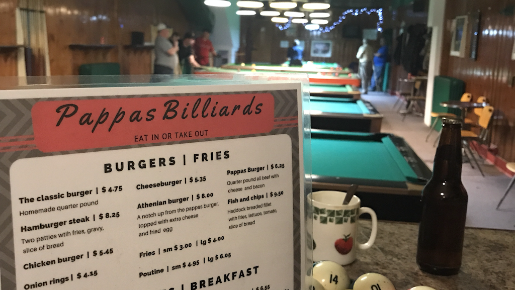 Pappas Billiards | meal takeaway | 407 George St N, Peterborough, ON K9H 3R4, Canada | 7057729010 OR +1 705-772-9010
