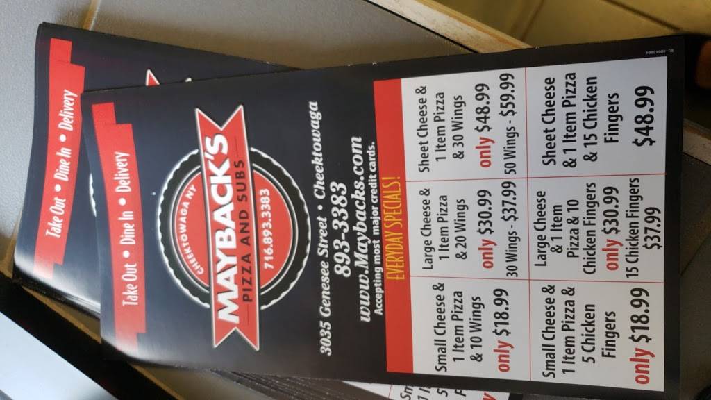 Maybacks Pizzeria | restaurant | 3035 Genesee St #7, Buffalo, NY 14225, USA | 7168933383 OR +1 716-893-3383