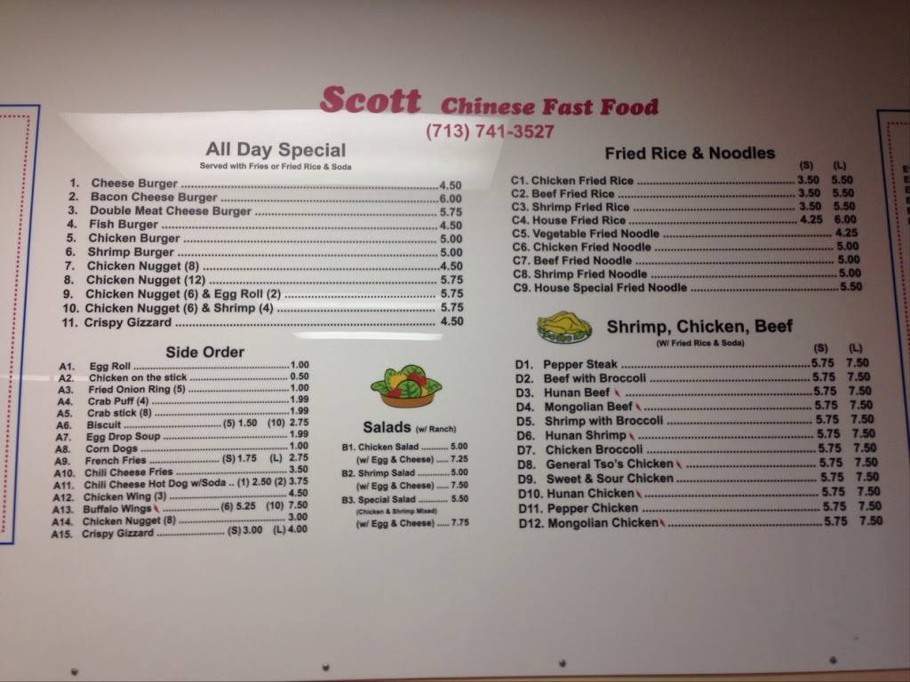 Scott Chinese Food | restaurant | 7018 Scott St, Houston, TX 77021, USA | 7137413527 OR +1 713-741-3527