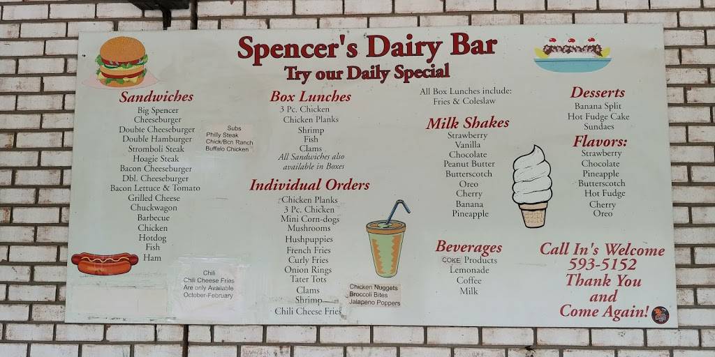 Spencers Dairy Bar | restaurant | Spencer S Dairy Bar, Booneville, KY 41314, USA | 6065935152 OR +1 606-593-5152