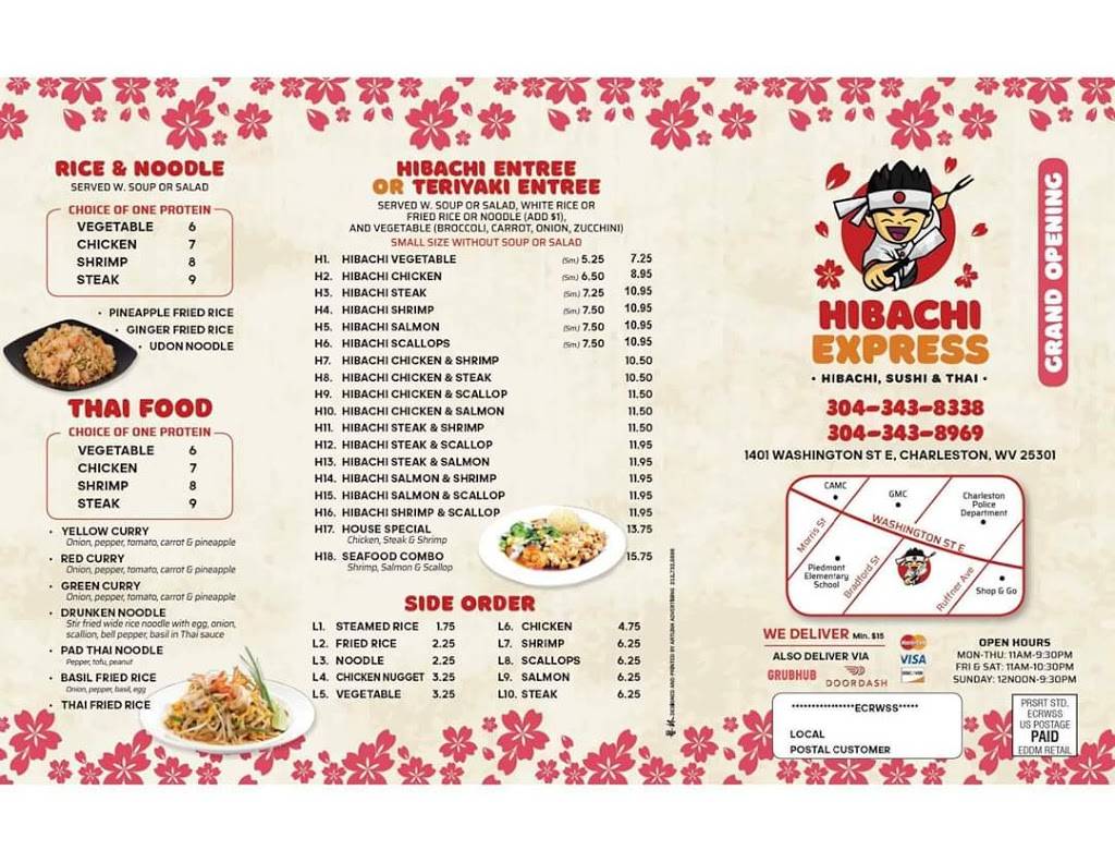 Hibachi Express | restaurant | 1401 E Washington St, Charleston, WV 25301, USA | 3043438338 OR +1 304-343-8338