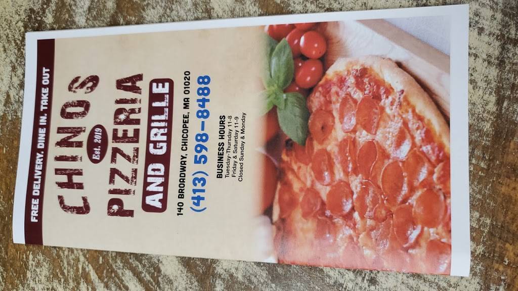 Chinos Pizzeria and Grille | restaurant | 140 Broadway St, Chicopee, MA 01020, USA | 4135988488 OR +1 413-598-8488