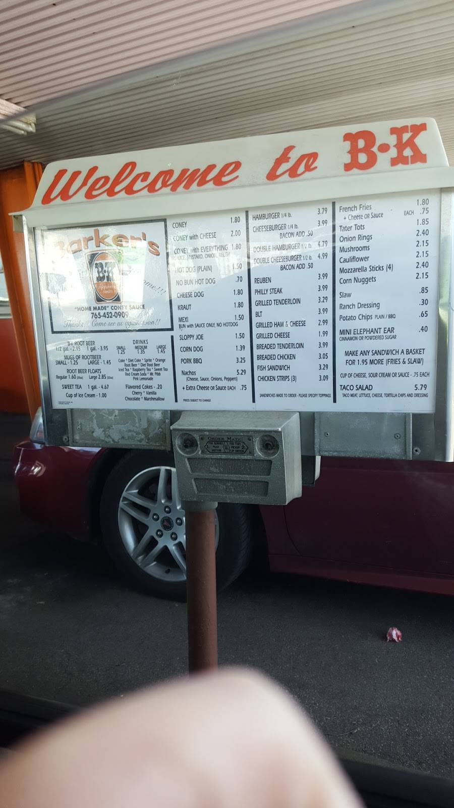 Barkers B & K | restaurant | 1100 E Markland Ave, Kokomo, IN 46901, USA | 7654520909 OR +1 765-452-0909