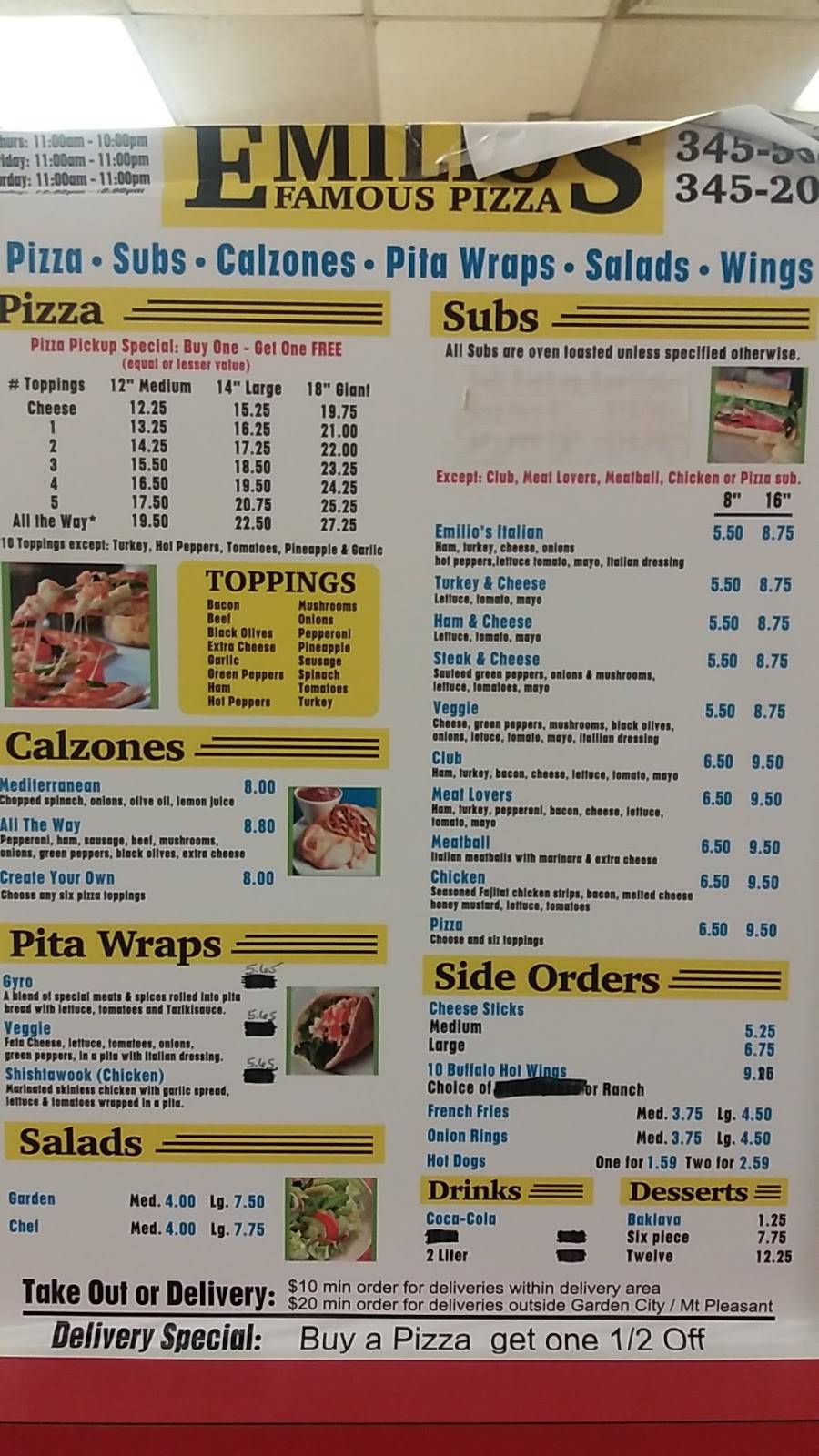 Emilios Famous Pizza and subs | restaurant | 1207 Jamison Ave SE Ste. 1, Roanoke, VA 24013, USA | 5403455002 OR +1 540-345-5002