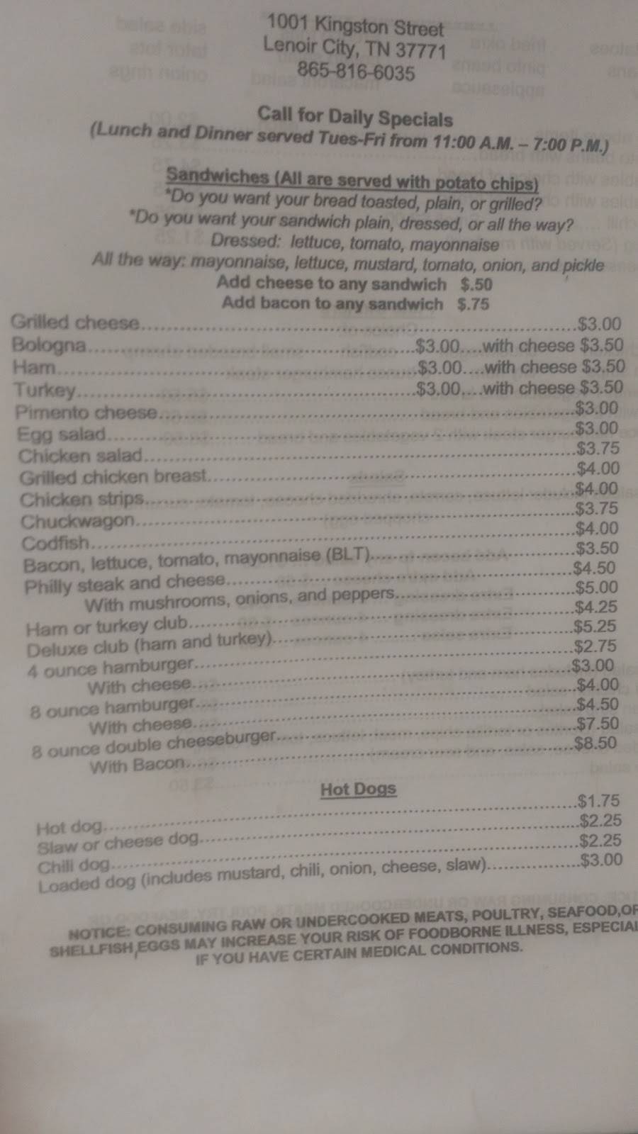 Donnas Diner | restaurant | 1001 Kingston St, Lenoir City, TN 37771, USA | 8658166035 OR +1 865-816-6035