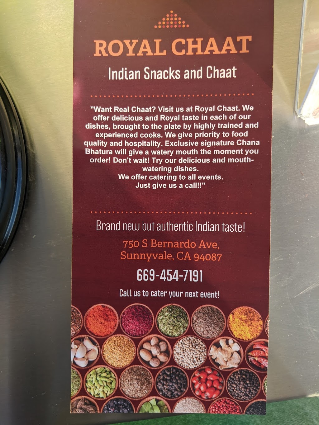 Royal Chaat | restaurant | 750 S Bernardo Ave, Sunnyvale, CA 94087, USA | 6694547191 OR +1 669-454-7191