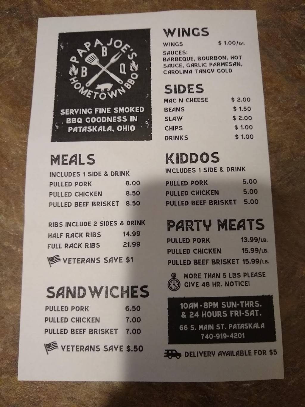 Papa Joes Hometown BBQ | restaurant | 66 S Main St, Pataskala, OH 43062, USA | 7409194201 OR +1 740-919-4201