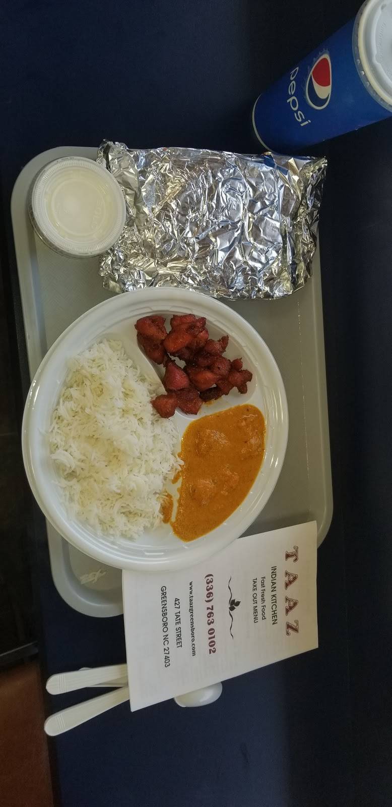 taaz Indian Kitchen | restaurant | 427 Tate St, Greensboro, NC 27403, USA | 3367630102 OR +1 336-763-0102