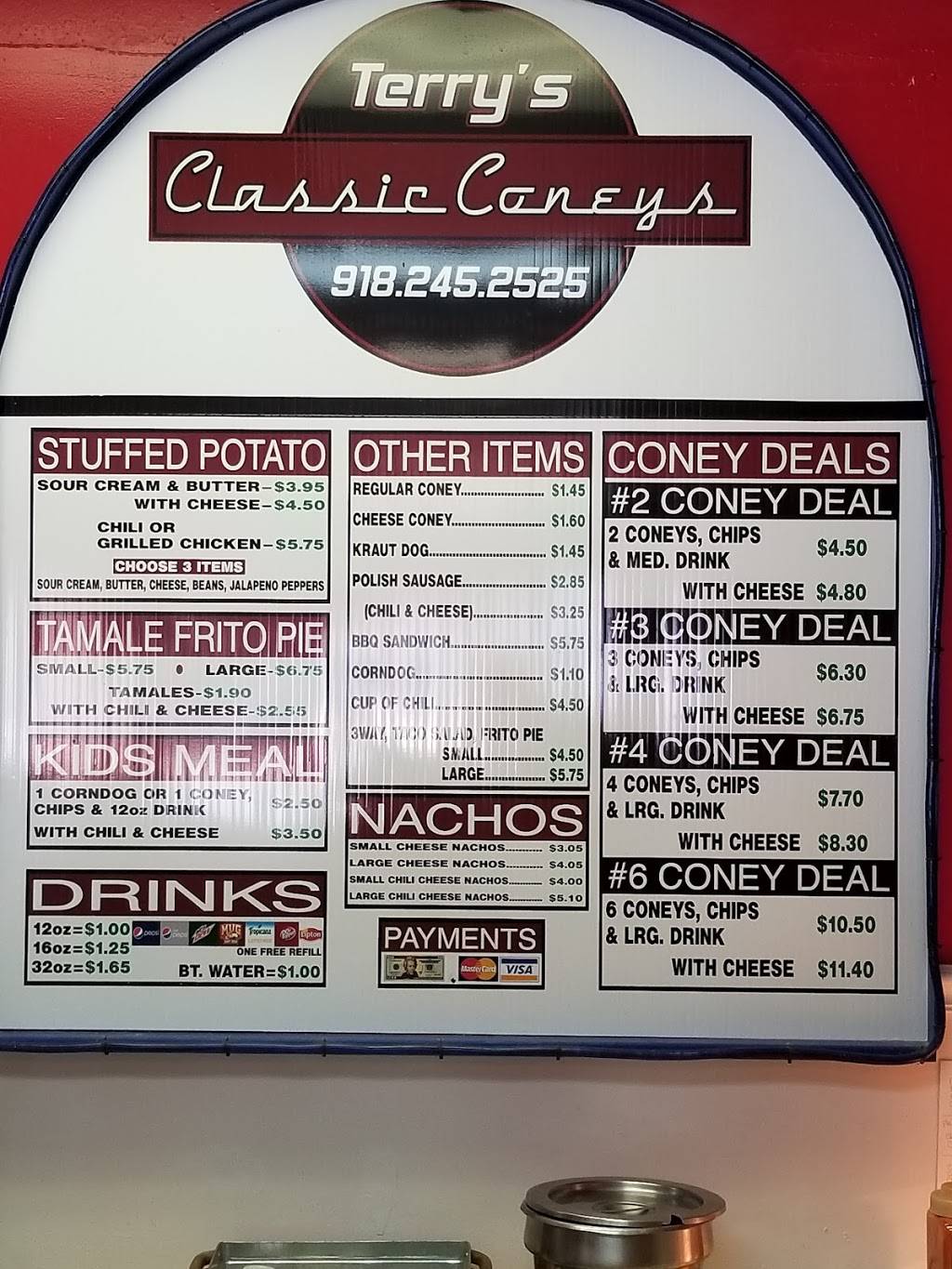 Terrys Classic Coneys | restaurant | 1 W 41st St C, Sand Springs, OK 74063, USA | 9182452525 OR +1 918-245-2525