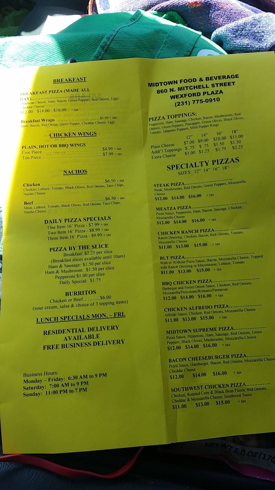 Midtown Food & Beverage Inc | restaurant | 860 N Mitchell St, Cadillac, MI 49601, USA | 2317750910 OR +1 231-775-0910