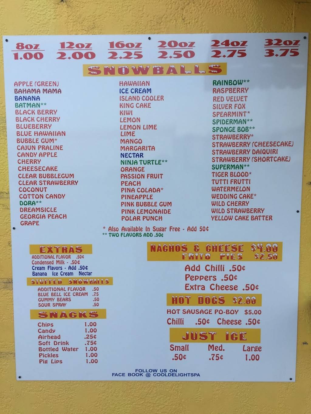 Cool Delights Snowballs PA | restaurant | 313 N Alexander Ave, Port Allen, LA 70767, USA | 7138221075 OR +1 713-822-1075