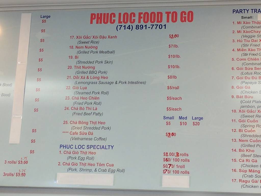 Phuc Loc Food To Go | restaurant | 14024 Magnolia St, Westminster, CA 92683, USA | 7148917701 OR +1 714-891-7701
