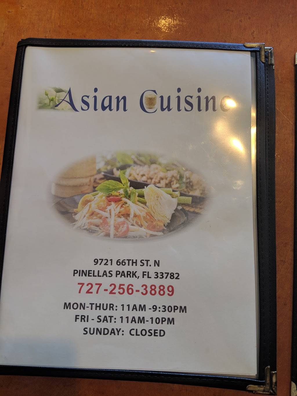 Asian Cuisine Thai Restaurant | restaurant | 9721 66th St N, Pinellas Park, FL 33782, USA | 7275461111 OR +1 727-546-1111