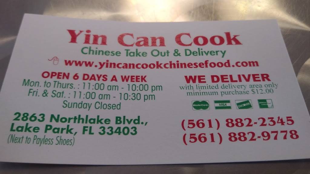 Yin Can Cook | restaurant | 2863 Northlake Blvd, West Palm Beach, FL 33403, USA | 5618822345 OR +1 561-882-2345